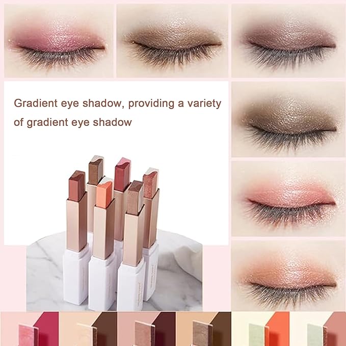3pcs Two-color Eye Shadow Stick Set, Makeup Pen Color Gradient Rotation Flash Radiation Eye Shadow Stick Set, Waterproof Sweat Proof (146)