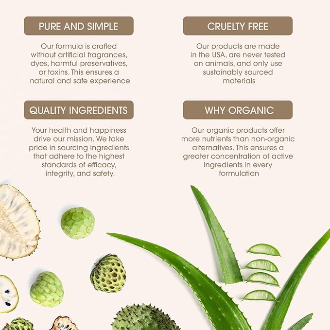 Soursop and Aloe Vera Moisturizing Cream - Ultra Hydrating Face Moisturizer and Body Lotion for Women & Men - Fragrance-Free Organic Lotion for sensitive skin with Hemp Oil, Tea Tree, Green Tea, 5 oz