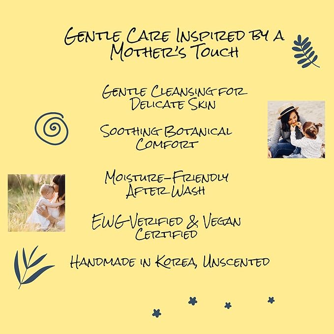 CDH7DAYS Baby & Sensitive Skin Soap Bar – EWG Verified, Vegan Certified, Korean Handmade Bar Soap, Plant-Based, Unscented Gentle Family Soap, Relax Care Intensive Bubble, 3.52 oz