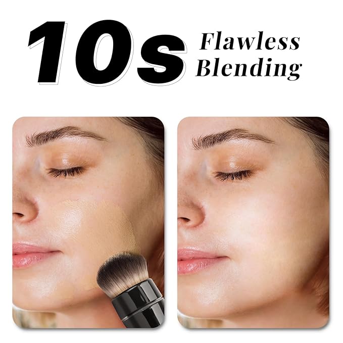360° Electric Makeup Brush with 2 Replaceable Brush Heads, 2 Adjustable Speeds, Fast and Even Makeup Application, Time-Saving, Gift for Women