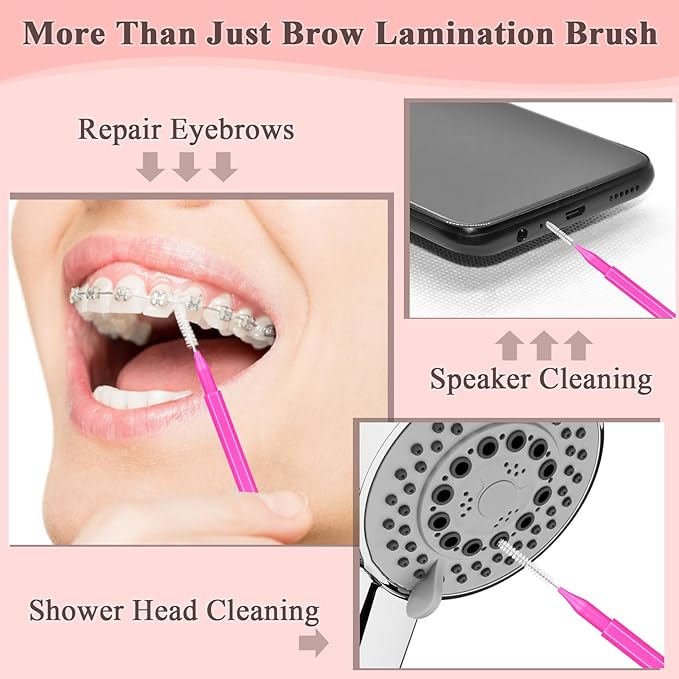 120 Pcs Micro EyeBrow Lash Brush with Cap - Professional Beauty Mini Spoolies for Makeup, Brow Lamination and Travel - Perfect for Makeup Artists/Starters, Beauty Lovers, and Gifting (Rose)