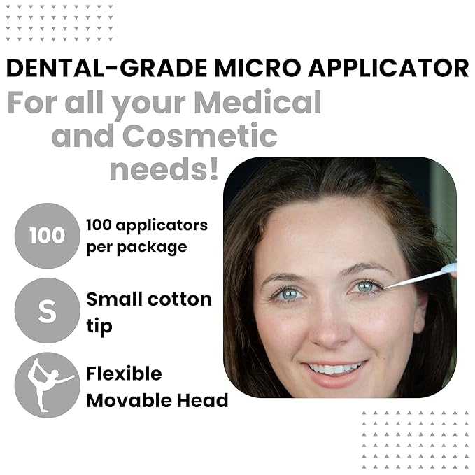 Disposable Micro Applicator Micro Brush for Makeup, Eyelash Extension, Lash and Mascara Application for Personal Care (100 Count (Pack of 1), White (S))