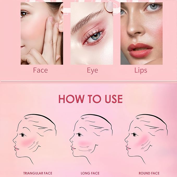 8 Color Multi-use Face Cream Blush Stick for Cheeks, Hydrating Long Lasting Makeup Blush Highlighter Stick for Cheeks Eyes Lips for Women(05)