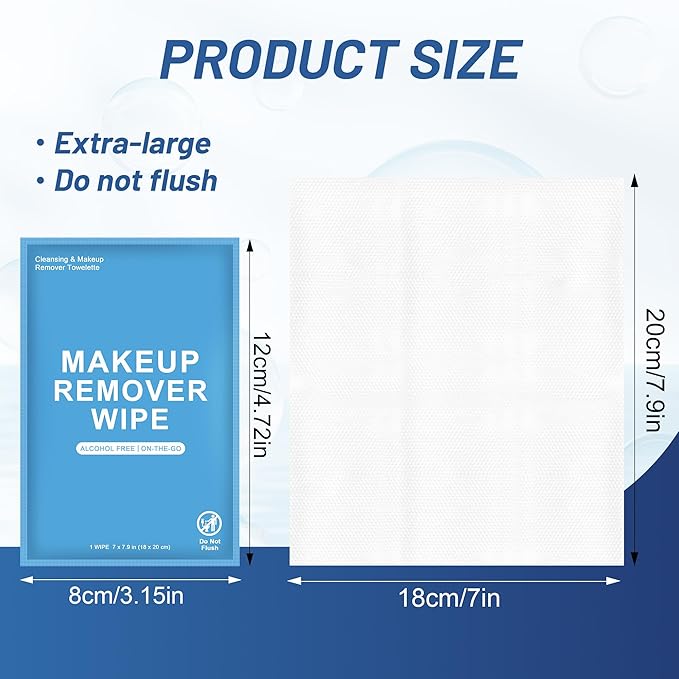 20 Count Makeup Remover Wipes Individually Wrapped, Travel Individual Wet Wipes Bulk, Gentle Cleansing for Face Mascara Lipstick, Single Makeup Removing Wet Wipes