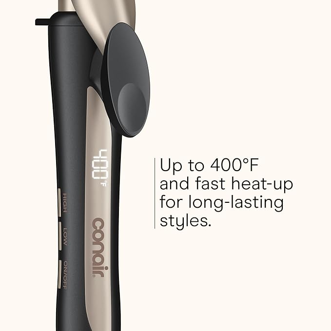 INFINITI PRO CONAIR Tourmaline Ceramic Long Barrel 1-Inch XL Curling Iron, 1-Inch Extra Long Barrel Produces Classic Curls, Hair Curler for Use on Short, Medium, and Long Hair, Champagne/Charcoal Grey