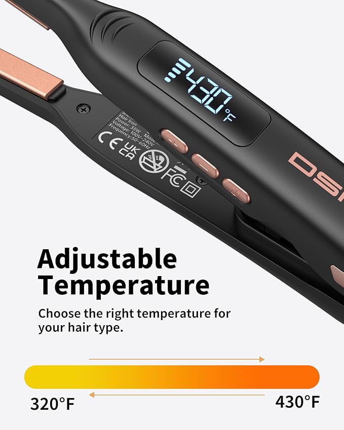 Small Flat Irons for Short Hair, 3/10'' Pencil Flat Iron, Pixie Cut and Bangs, Mini Hair Straightener with LED Display, Tiny Hair Straightener with Temperature Adjustable, Auto Shut Off