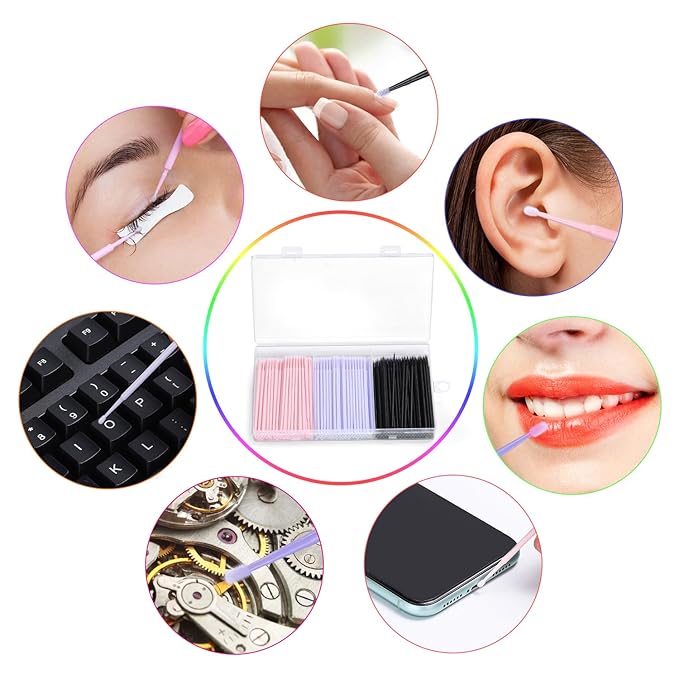 400PCS Micro Applicator Brush,JASSINS Microswabs for eyelash extensions,Disposable Precision Mascara swabs,Suitable for Cleaning and Applying Makeup (Grey)