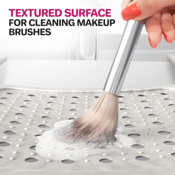 Sink Topper Bathroom Sink Cover for Counter Space & Storage Saver | RV Must Haves | Silicone Foldable Beauty Makeup Brush Cleaning Mat | Hot Tools Organizer | RV Sink Cover | Large, Pearl