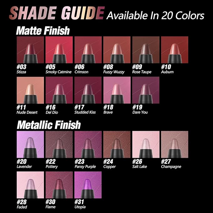 FOCALLURE Ultra Chic Metallic Lipstick,Rich Vitamin E Lip Crayon,Lightweight Shinning Color without Drying or Fading,Long Lasting Lips Makeup,#24 Copper
