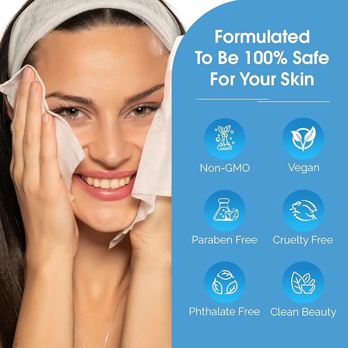 Hyaluronic Acid & Ceramide Face Wipes – Dermatologist Tested, Anti-Aging, Korean Skin Care – Removes Makeup, Deep Hydration, Strengthens Skin Barrier – Vegan, Clean Beauty – 240 Count