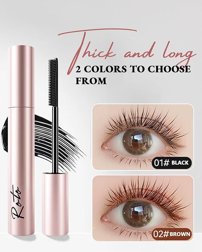 3D Curling Iron Wand Mascara - Volumizing Telescopic Mascara, Waterproof & Smudge-Proof, Liquid Lash Extensions Look, No Clumps, Flakes or Residue, Salon-Like Bold Lashes (black+brown+lash curler)