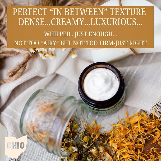 100% Grass-Fed Whipped Tallow Balm & Organic Jojoba Oil infused:Organic Calendule & Chamomile: face & body moisturizer-dry, baby, sensitive skin/eczema, psoriasis (HERB-INFUSED/UNSCENTED)