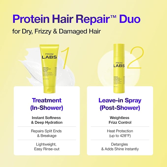 Protein Capsule Leave‑In Treatment Spray, Lightweight Hydrating Mist for Heat Protection (Up to 428°F / 220°C), Frizz Control & Split Ends Repair, Color‑Safe, Fine‑Hair Friendly, 5.07 fl oz