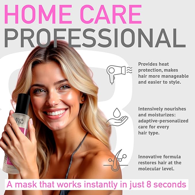 8-Second Hydrating Hair Mask Spray - Rinse-Out Deep Keratin Treatment for Dry, Damaged, Frizzy, & Color-Treated Hair – Anti-Frizz Detangler for Silky, Glossy, Smooth Results, 6.75 oz.