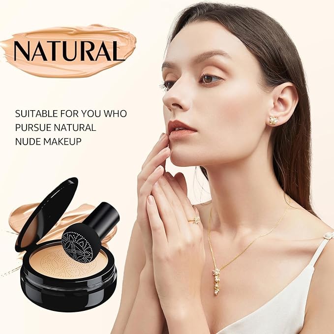 Mushroom Head Air Cushion CC Cream - Brightening & Moisturizing BB Cream Makeup Long Lasting Matte Concealer, Even Skin Tone for All Skin Types (Ivory, 3.21 Ounce (Pack of 1))