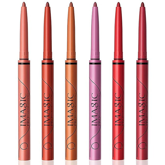 6 Colors Matte Lip Liner Set, Waterproof and Long Wear Lipliner, Smudge-proof and Transfer-proof Lip Liner Pencil, Creamy Rich Color, Smooth Application, No Sharpener Required