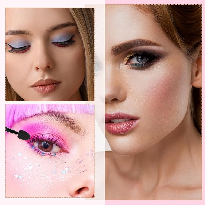 Eyeshadow Applicators, 100 Pack Disposable Eyeshadow Brush Set Mini Dual Sides Eye Shadow Brushes Portable Travel Eye Shadow Applicator Sticks Multipurpose Lips Eye Makeup Brushes for Women