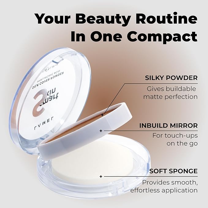 Lamel Smart Skin Silk Compact Powder - Long Lasting Pressed Finishing Powder - Oil Control Makeup, Suitable for Dry Skin, Lightweight Formula - 406 Caramel 0.28 oz