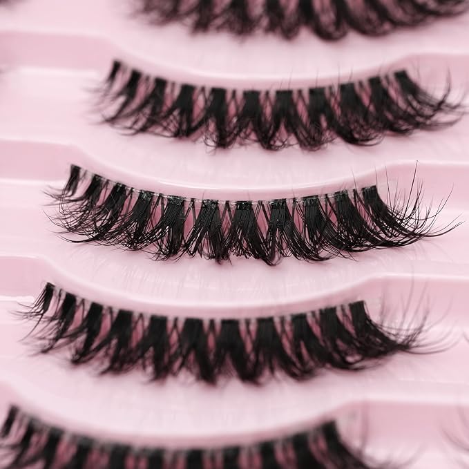 False Lashes Natural Look Eyelashes 14 Pairs 14mm Thick Faux 3D Mink False Eyelashes Natural Looking Fluffy Cat Eye Wispy Strip Lashes Pack by EMEDA (HT13）