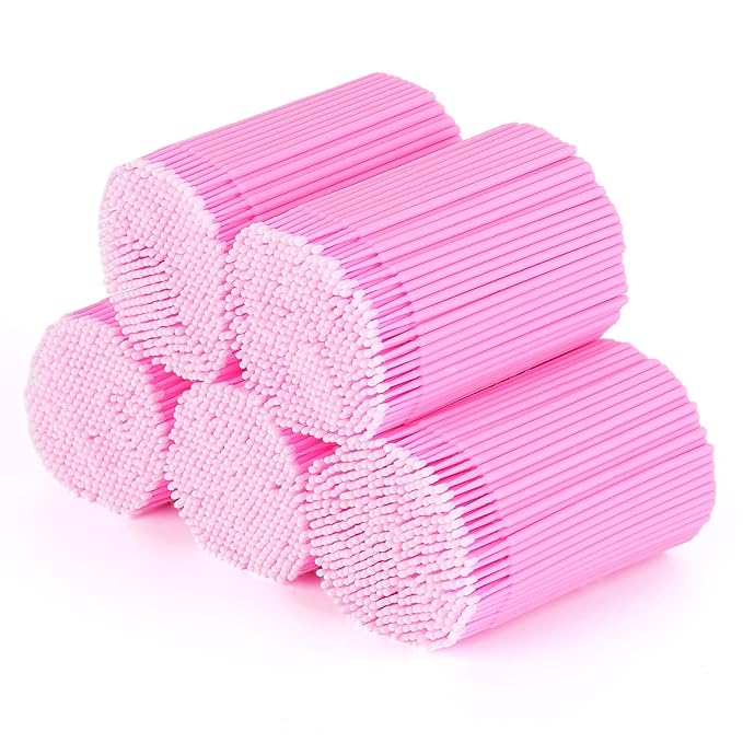 Tbestmax 2000 Pcs Micro Applicator Brush, Micro Swabs, Disposable Eye Lashes Mascara Wands for Eyelash Extension - Pink