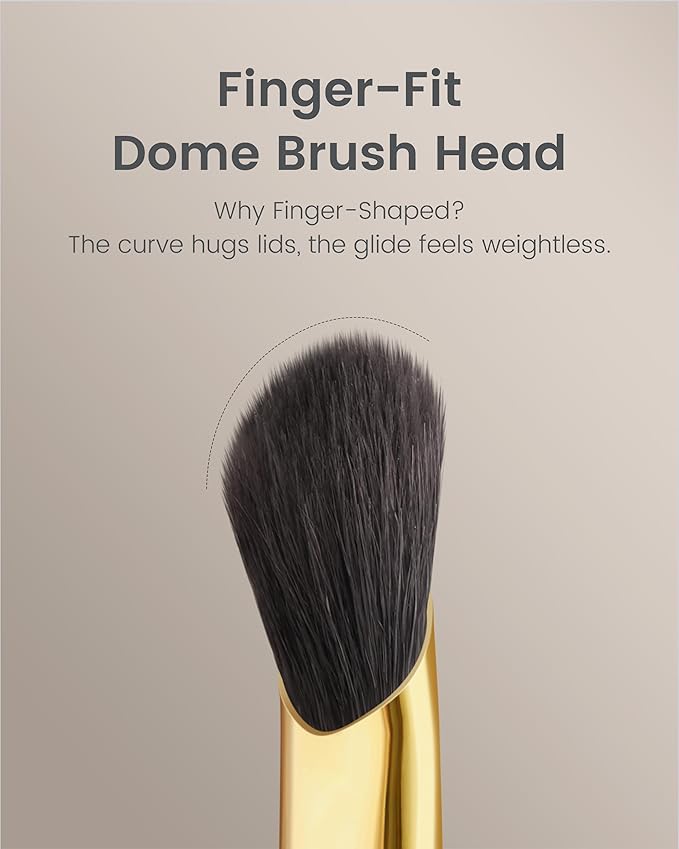 Desert Oak Series Thumb Eyeshadow Brush DUO Set - Large & Small, Curved Finger Contour for Lid & Crease, Premium Goat Hair & Bubinga Handle, Perfect Pair for Blending, Shimmer & Detail (CM 170 & 171)