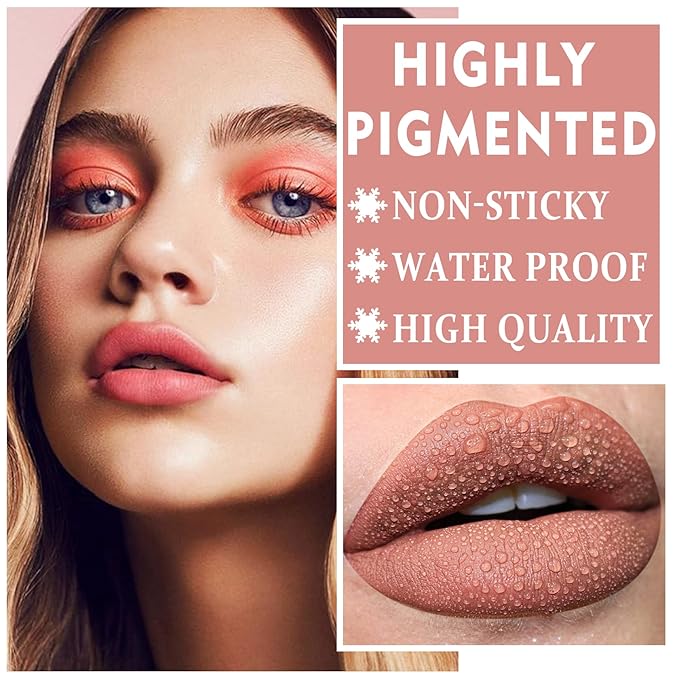 3PCS Matte Nude Lipstick Set Velvet Lip Gloss Non-Fading Non-Sticky Cup Nude Lipstick Matte Lip Stain Long Lasting Waterproof Lipstick for Women Girls Daily Lip Makeup - Set A