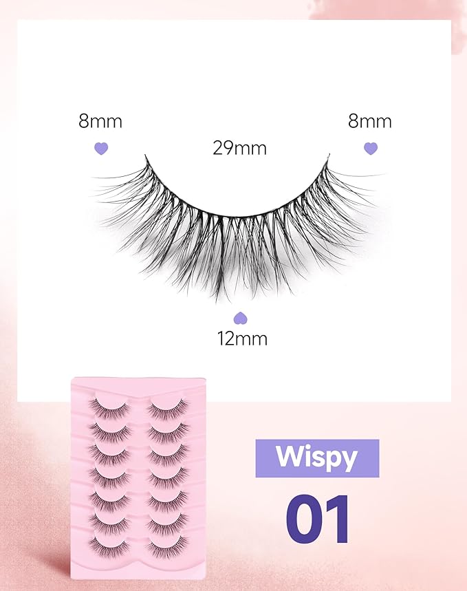 Natural False Eyelashes Strip Natural Look C Curl Wispy Lashes Wispy-01