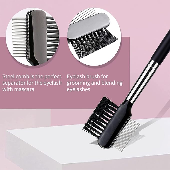 MSQ Eyebrow Brush and Comb Eyelash Brush Eyelash Separator Eye Brow Comb & Spoolie Brush Professional Mascara Brushes Eyebrow Eyelash Grooming Brush Eye Makeup Tools Set (3 PCS)