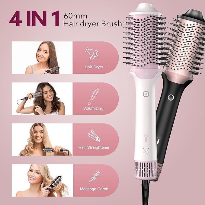 Blow Dryer Brush Hair Dryer | One-Step Hot Air Brush with Oval Volumizer High-Speed Hair Styler with Negative Ions for Drying & Smoothing & Volumizing for All Hair Types 110000 RPM