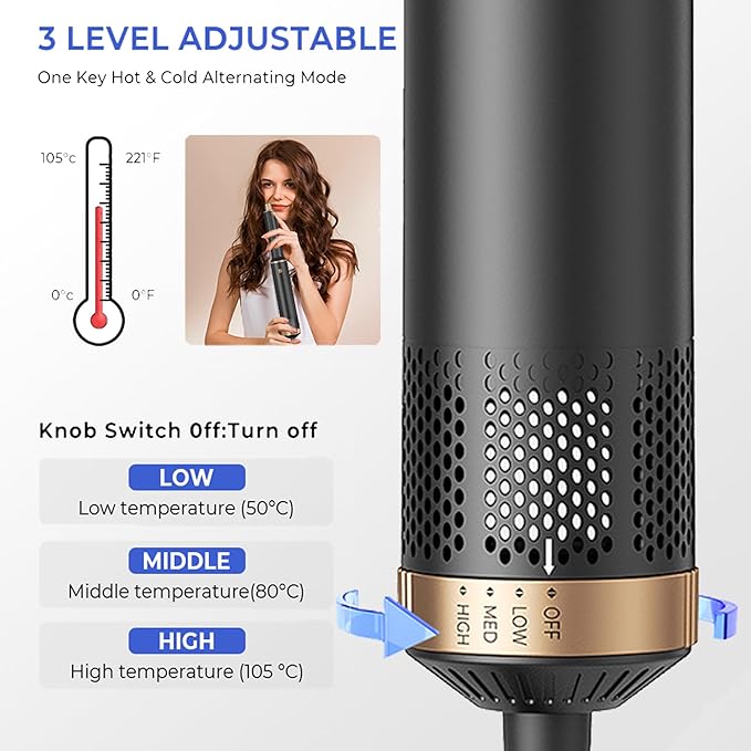 Blow Dryer Brush 5 in 1, Negative Ion Hair Dryer Brush Set Upgrade Hot Air Brush Air Styler Curling Wrap Air Curler, Curling Iron Hair Styling Tools As A Gift for Straight/Curl/Drying/Smoothing
