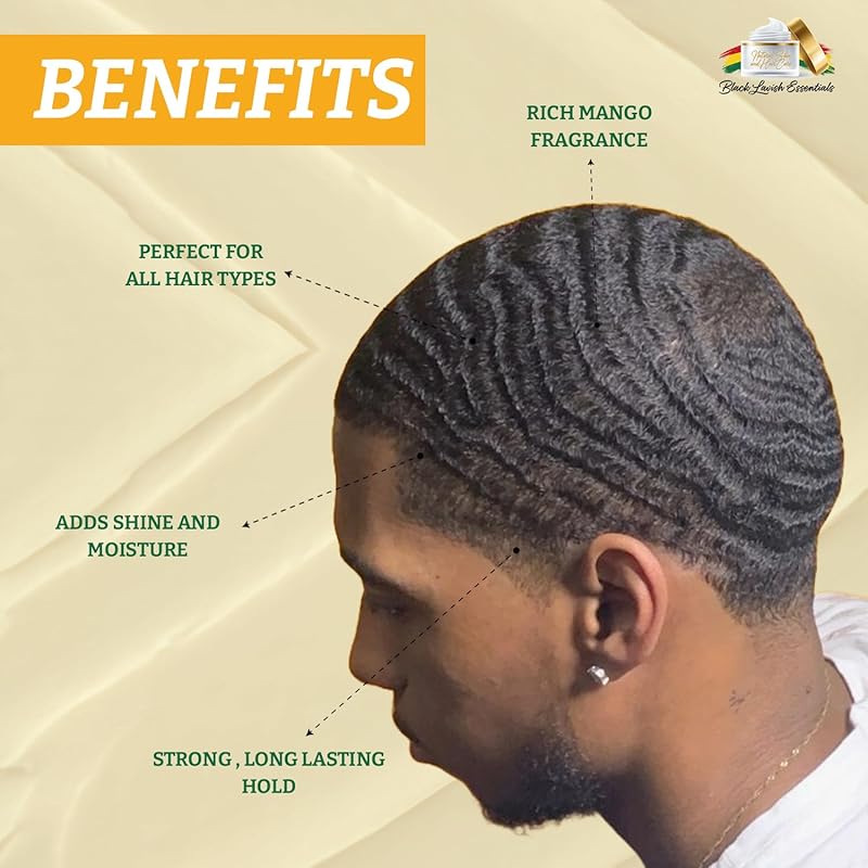 Ultra-Smooth 360 Wave Pomade for Men, Deep Waves, Strong Hold and Shine for Wavy Hair, Shea Butter and Mango Butter, Non-Greasy Formula (Money Mango Pomade, 8oz)