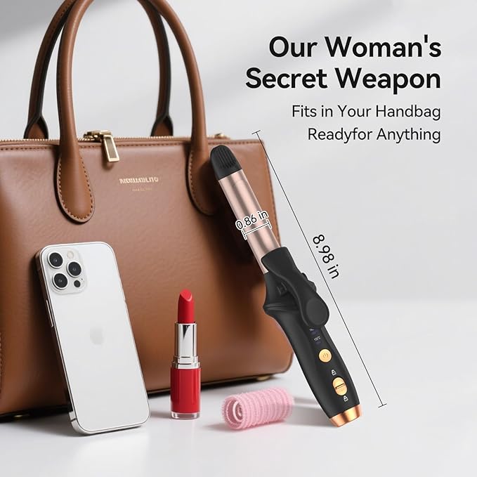 Cordless Curling Iron Hair Curler: Mini USB Rechargeable 4000 mAh 3 Temp Setting Travel Portable 200 Million Negative Ion 2 in 1 for Long Short Hair