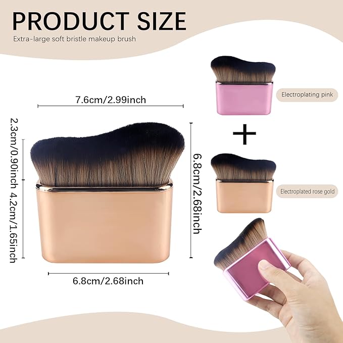 2pcs Self Tanner Brush Body Makeup Brushes Liquid Foundation for Self Tan Brush Self Tan Applicator Face Neck Body Leg Tanning Makeup (Rose pink + champagne gold)