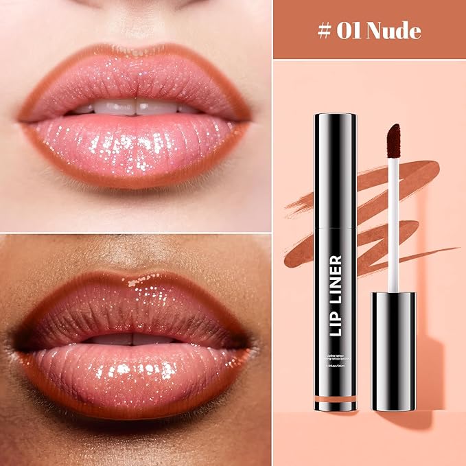 Lip Stain Peel Off - Long-Lasting Lip Liner, Creamy Matte Lip Makeup Waterproof & Smudge-Proof Lip Liner Stain, Highly-Pigmented Pencil for Shaping & Sculpting Lips (Nude)