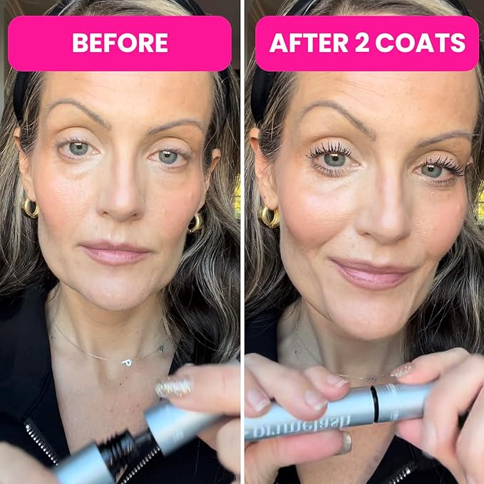 PrimeLash Mascara for Older Women – Volumizing, Incredible Length in 2 Coats – Long-Stay, Zero Clumps, Hypoallergenic (Brown)