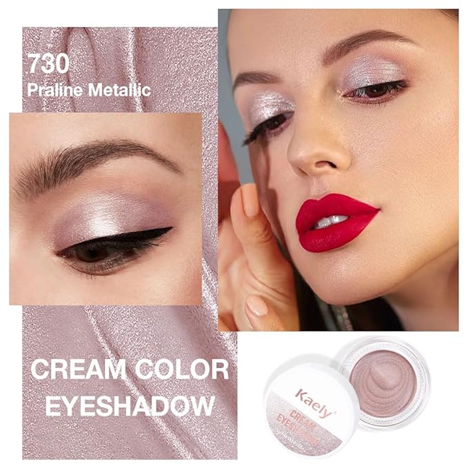 Single Cream Eye Shadow,Praline Metallic Glitter Shimmer Natural Monochrome Eyeshadow Palette,Waterproof,Long Lasting Naturing-Looking,Vegan & Cruelty-Free,730