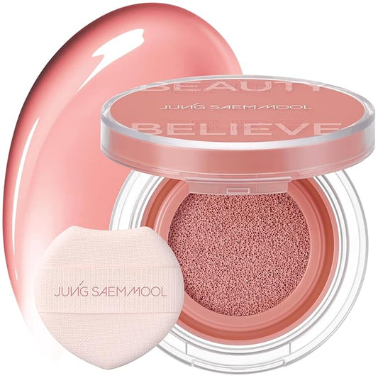 JUNGSAEMMOOL Artist Cushion Blush (Coral Halo) | Easy to Blend, Lightweight, Hydrating Korean Makeup Cushion Blush for Dewy & Glowing Cheeks