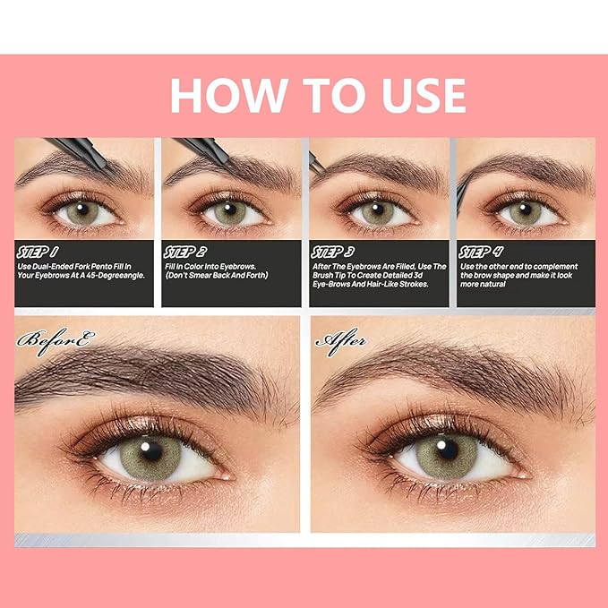 Eyebrow Pencil Dark Brown Liquid Eyebrow Pen 2 in 1 Dual-Ended Eye Brow Pencils for Women Waterproof Natural Brow Pencils Precise Brush Tip Create natural hair like eyebrows that last all day # 03