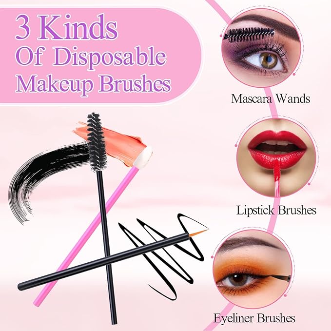 248 Pcs Disposable Makeup Applicators with Triangle Puffs, Mascara wands, Lip/Eyeliner Brushes Disposable Makeup Applicator Kit for Makeup Artist Supplies