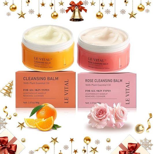Cleansing Balm Zero Residue, Makeup Remover for All Skin Types, Large Size Hydrating Facial Oil Cleanser, 1-Step Deep Cleanse, with Plant Essential Oil (2 Pack)