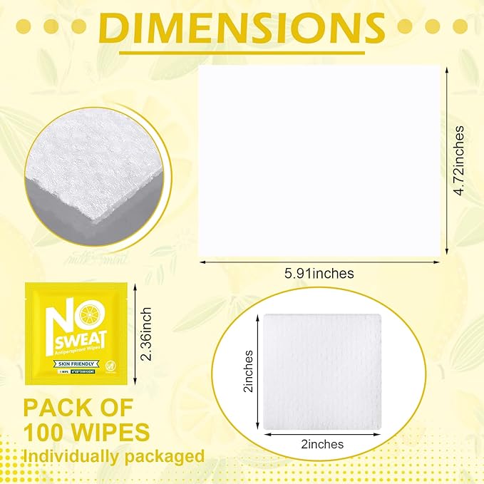 Timgle 150 Pcs Mini Travel Deodorant Wipes Individually Wrapped Antiperspirant Armpit Deodorant Body Sweat Wipes for Teens Women Men Sports Travel Underarm Sweating(Lemon)