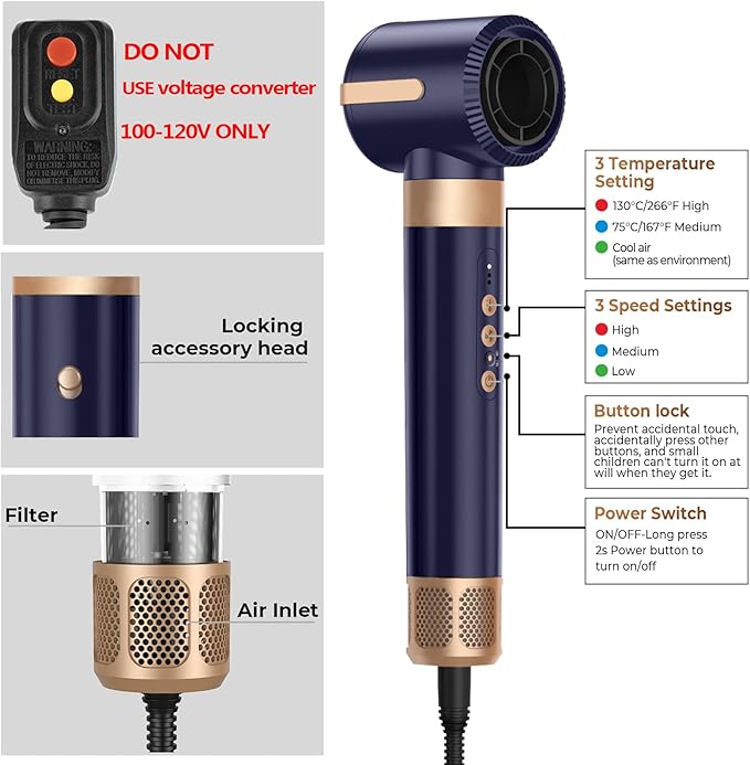 7 in ONE Hair Dryer Brush, Powerful Blow Dryer Brush with Auto- Wrap Curler, Detachable Fast Drying,Volumizing, Curling, Straightening, Ionic Hair Dryer with Diffuser, Hair Styling Tools 100-120V