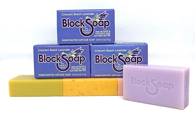 Lavender Artisan Bar Soap 3-Pack with Sea Salt, Olive Oil, Coconut Oil and Shea Butter (4.5oz)
