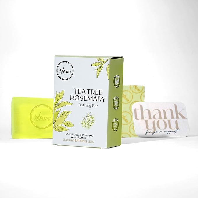 MY ACE Tea Tree & Rosemary Bathing Bar – Handmade with Essential Oils & Coconut Oil, SLES & Paraben Free, Enriched with Shea Butter & Vitamin E – Refreshing & Gentle