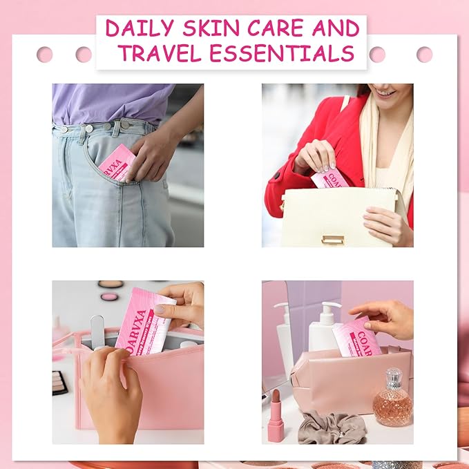 50 Count Makeup Remover Wipes Mini Makeup Wipes Travel Face makeup wipes Individually Wrap For Mascara Lipstick Oil Dirt Face Skin Hypoallergenic Alcohol-Free