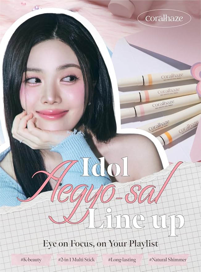 CORALHAZE Idol AEGYO-SAL Maker 03 Tangerine Coral, 2-in-1 Under-Eye Highlighter and Contour Liner for Bright, Voluminous Eyes, Long-Lasting, Smudge-Proof Shimmer Stick with Natural Glow, Korean Beauty
