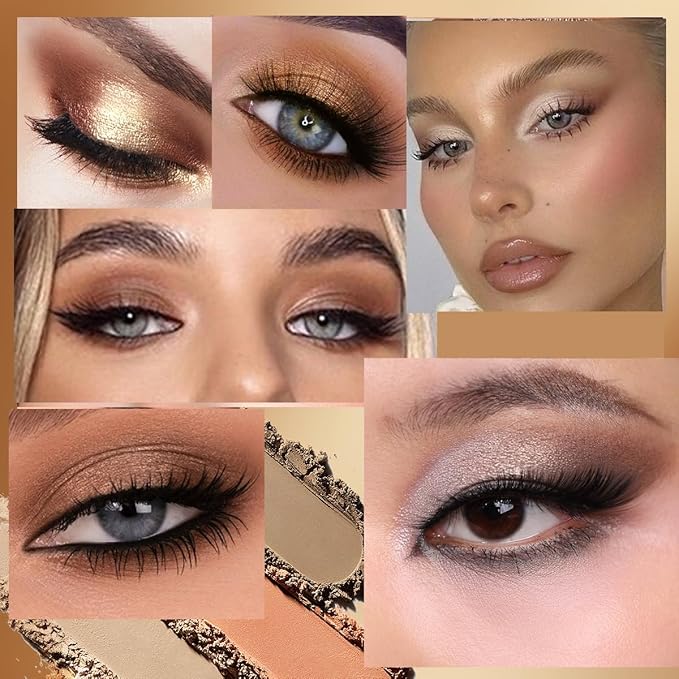 ‌Natural Nudes Eyeshadow Palette - Warm Taupe & Dark Brown Matte, Shimmer & Metallic Velvety Finish | Long-Lasting Travel-Friendly Compact Size | Beginner-Friendly Eye Makeup Palette Everyday Looks