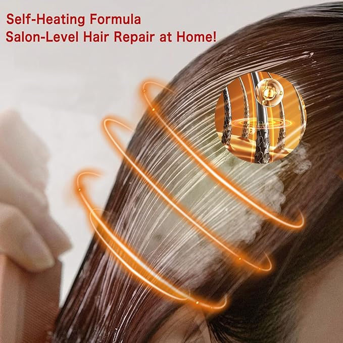 Hair Treatment Mask with Argan Oil & Shea Butter, Self-Heating Hair Mask – Intense Hydration for Dry & Damaged Hair – Sulfate-Free, Paraben-Free, 500g/16.9oz