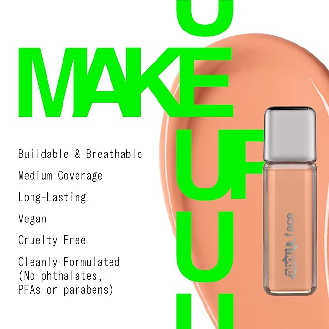 about-face THE PERFORMER Skin-Focused Foundation M2Cool – Medium Coverage, Long-Wear, Breathable & Buildable Base – Clean, Vegan, Hydrating Formula with Blue Agave & Chlorella – 1.08oz