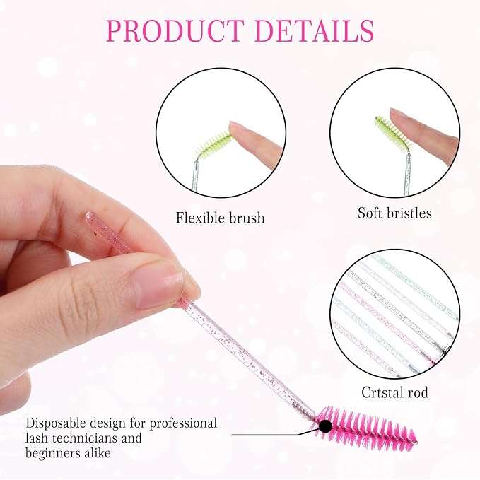 1200 Pcs Disposable Mascara Wands Crystal Eyelash Spoolies Eye brow Brush for Eye Lash Extension Colorful Eyebrow brush disposable eyelash wands Makeup brushes